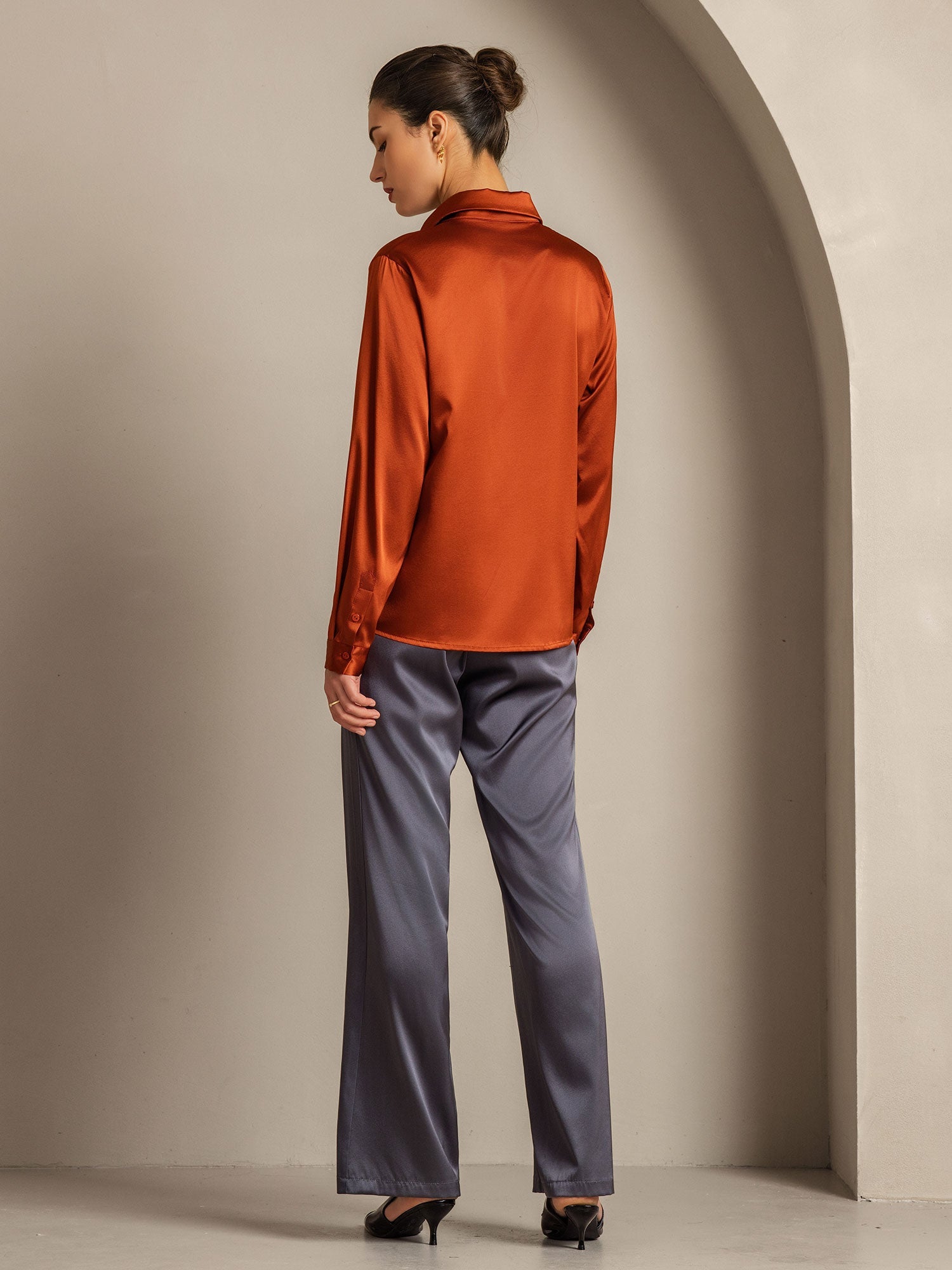 [Karamelli] SilkSilky-FI 19Momme Womens Shirt 010