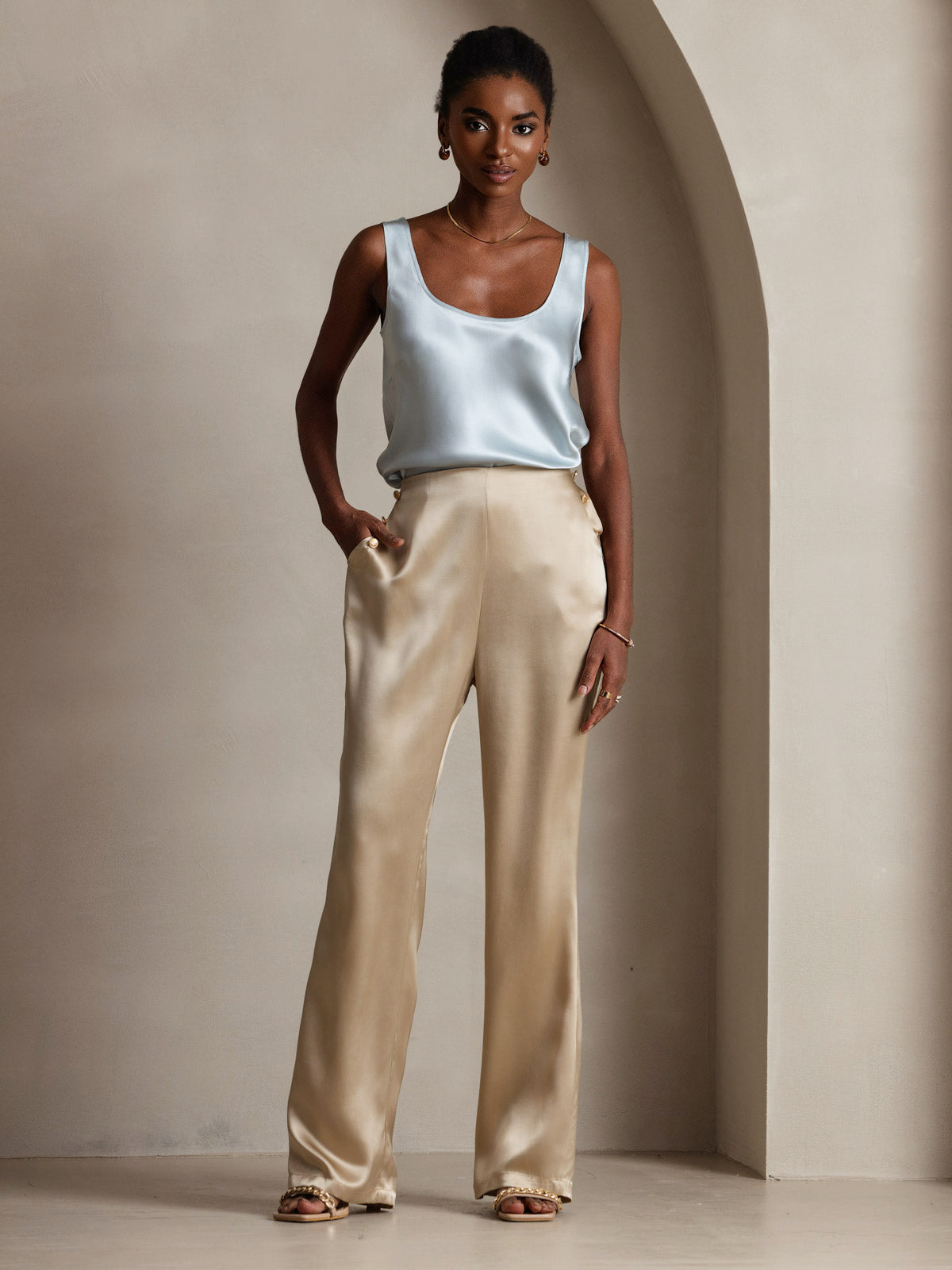 [Vaaleansininen] SilkSilky-FI 19Momme Camisoles 005