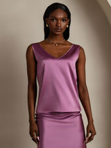 [Tumma Violetti] SilkSilky-FI Sleeveless V Neck Camisole Top 001