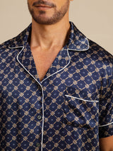 [Laivasto Ketju] SilkSilky-FI Short Sleeve Notkokaulus Miesten Pyjamat 006