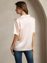 [Pinkki] SilkSilky-FI Short Sleeve Notkokaulus Naisten paita 002