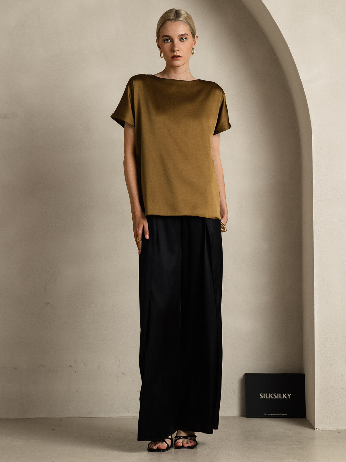 [Ruskea] SilkSilky-FI 19Momme Womens T-Shirt 007,