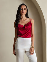 [Viini] SilkSilky-FI Spaghetti Strap Cowl Neck Camisole Top 005