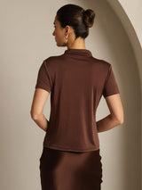 [Kahvi] SilkSilky-FI Short Sleeve Naisten T-paita 002