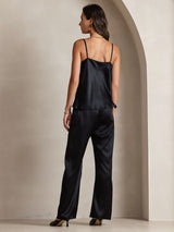 [Musta] SilkSilky-FI Spaghetti Strap Cowl Neck Camisole Top 002
