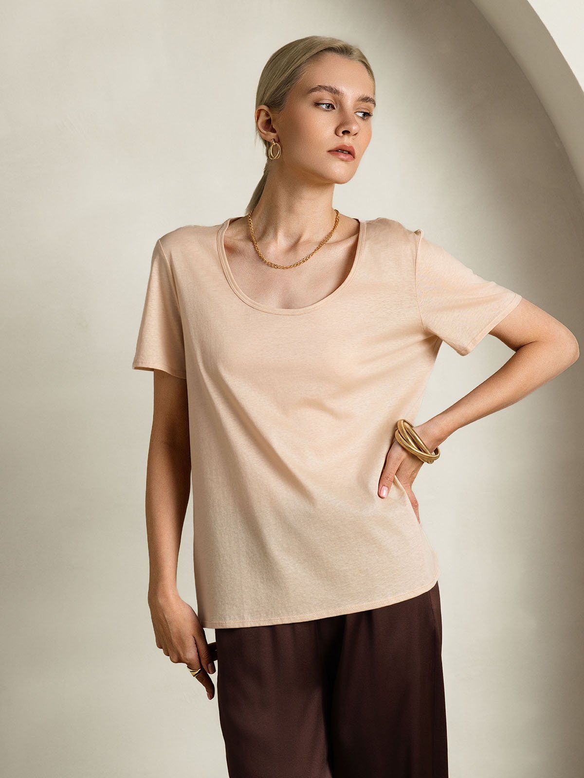 SilkSilky-FI Womens T-Shirt Beige 004