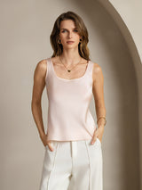 [Pinkki] SilkSilky-FI 19Momme Hihaton Syvä Pyöreä Pääntie Camisole Top 001