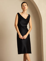 [Musta] SilkSilky-FI Sleeveless Cowl Neck Mekko 008