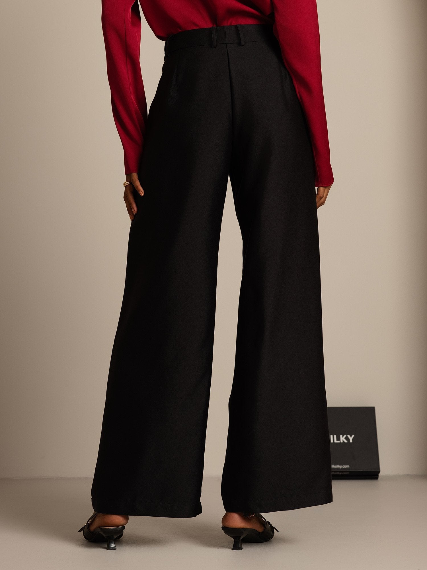 [Musta] SilkSilky-FI 32Momme Silk-Wool Blend Womens Pants 002,