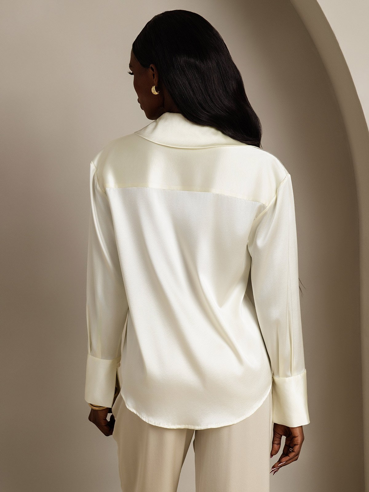 SilkSilky-FI 19Momme Womens Shirt Norsunluu 002