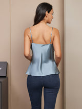 [Harmaansininen] SilkSilky-FI Spaghetti Strap V Neck Camisole Top 002