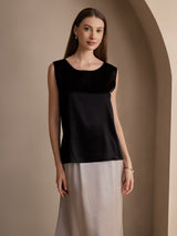 [Musta] SilkSilky-FI Sleeveless Round Neck Camisole Top 001