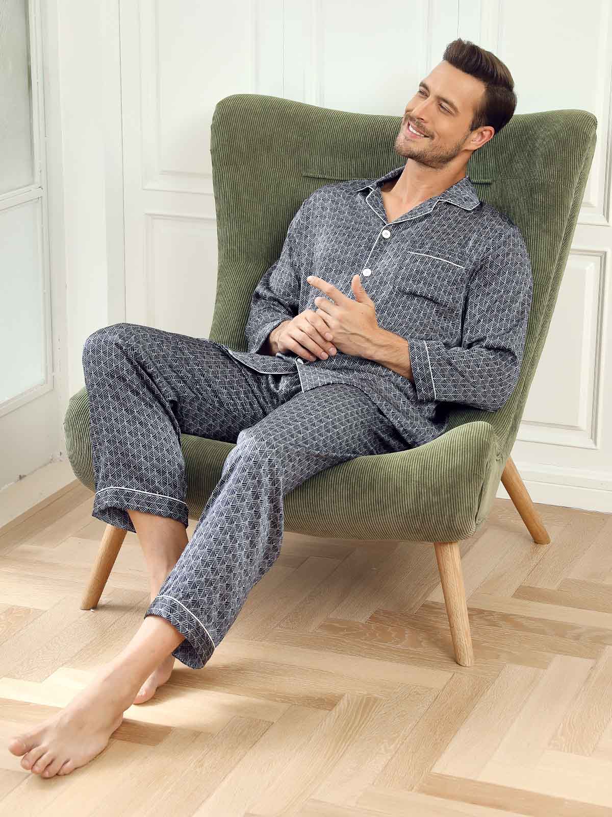 [Laivasto Ginkgo] SilkSilky-FI 19Momme Mens Pajamas 008