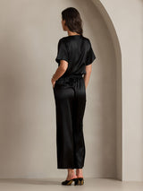 [Musta] SilkSilky-FI Short Sleeve Cowl Neck Naisten Puserot 002