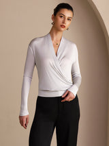 [Harmaa] SilkSilky-FI Long Sleeve Wrap Naisten Puserot 003