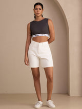 [Harmaa] SilkSilky-FI Sleeveless Crew Neck Camisole Top 006