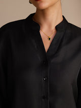 [Musta] SilkSilky-FI Long Sleeve Blouse 005