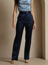 [Tummansininen] SilkSilky-FI 19Momme Silk Womens Pants 003