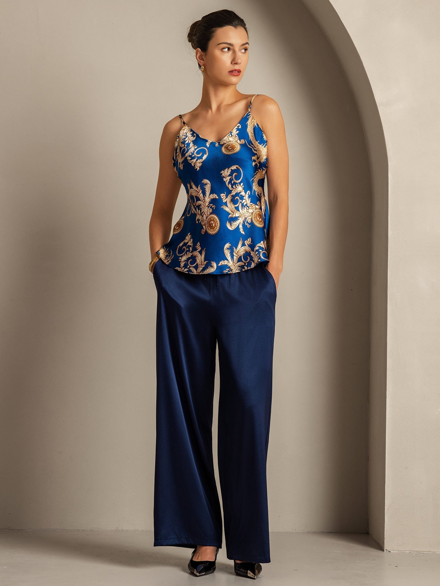 [Navy Lohikäärme] SilkSilky-FI Camisoles 008,