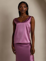[Tumma Violetti] SilkSilky-FI Sleeveless V Neck Camisole Top 004