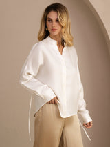 [Valkoinen] SilkSilky-FI Long Sleeve Blouse 003