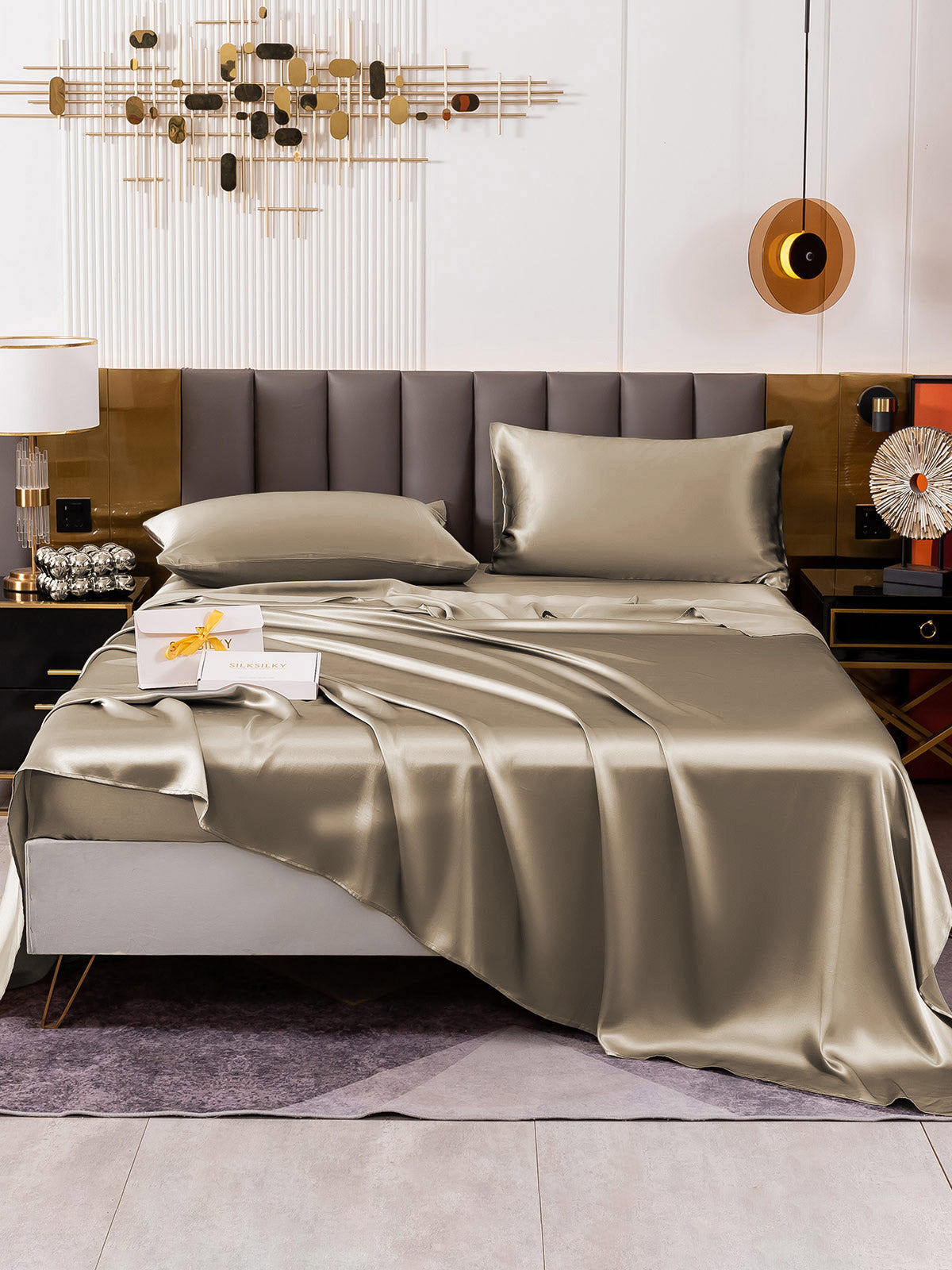 [Khaki] SilkSilky-FI 19Momme Bedding Set 004