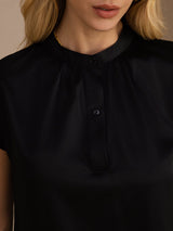 [Musta] SilkSilky-FI Short Sleeve Blouse 004