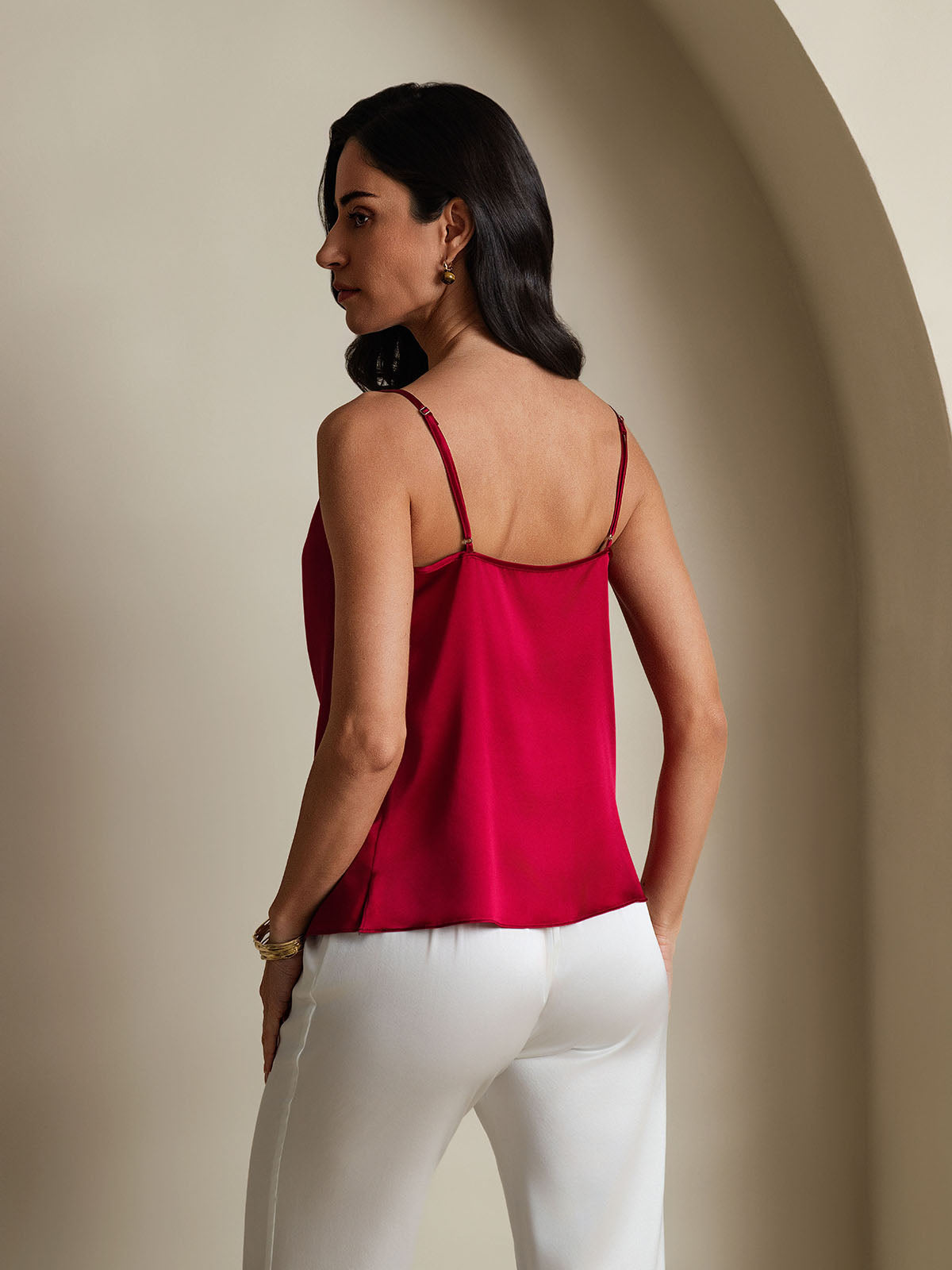 [Viini] SilkSilky-FI Spaghetti Strap Cowl Neck Camisole Top 002