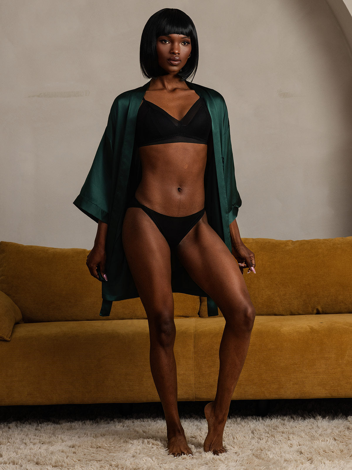 [Tummanvihreä] SilkSilky-FI Womens Robe 008