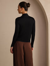 [Musta] SilkSilky-FI Long Sleeve Wrap Naisten Puserot 002