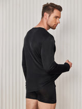[Musta] SilkSilky-FI Long Sleeve Round Neck Miesten T-paita 002