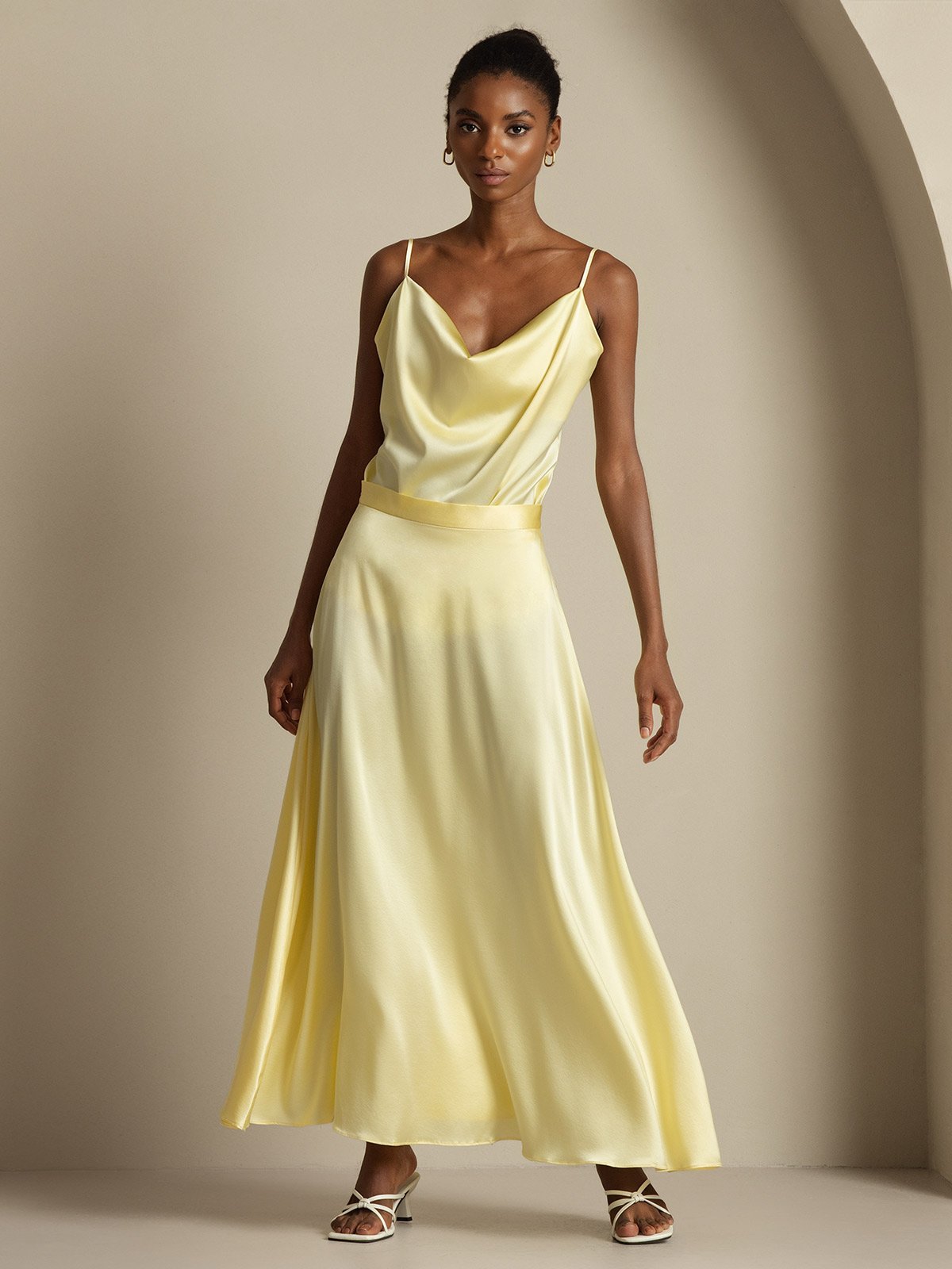 [Vaaleankeltainen] SilkSilky-FI 19Momme Womens Outfit Sets 001,