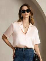 [Pinkki] SilkSilky-FI Short Sleeve Notkokaulus Naisten paita 001