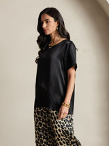 [Multi] SilkSilky-FI Pure Silk Short Sleeve Round Neck Naisten Pyjamat 004