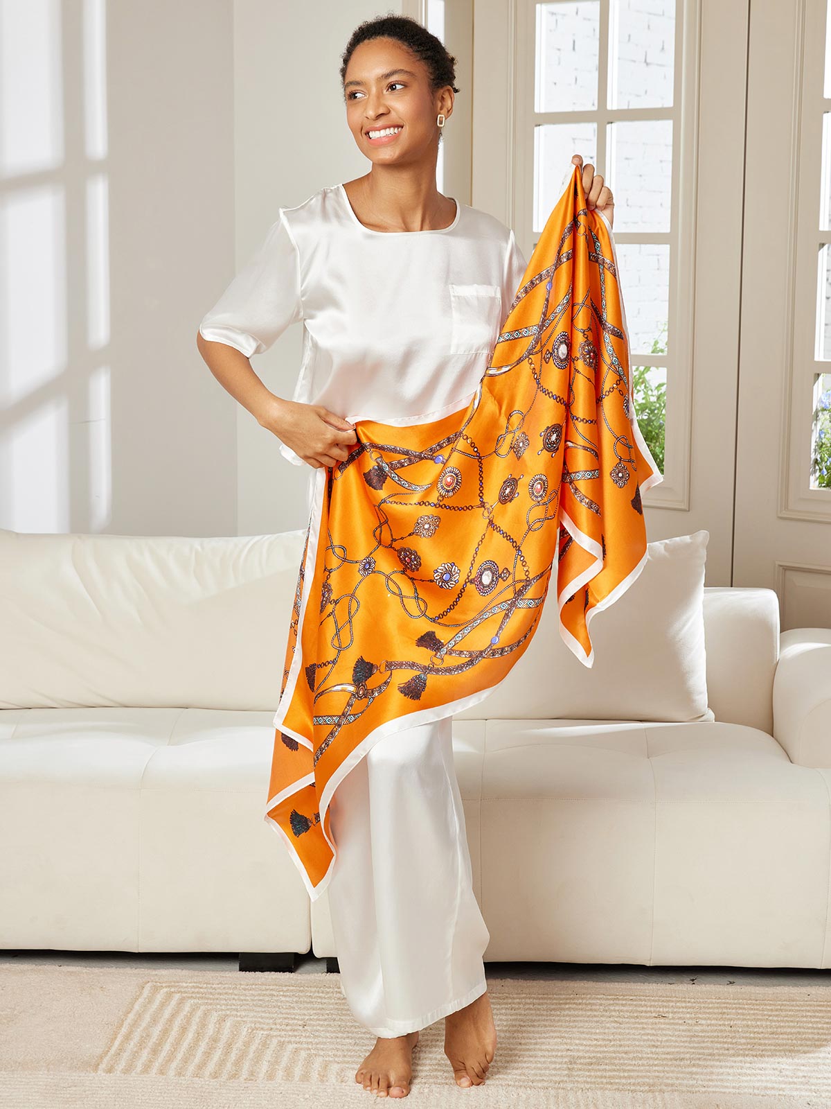 [P018] SilkSilky-FI Pure Silk Scarf 005