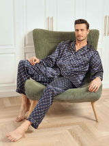 [Laivasto Ketju] SilkSilky-FI Long Sleeve Notkokaulus Miesten Pyjamat 001