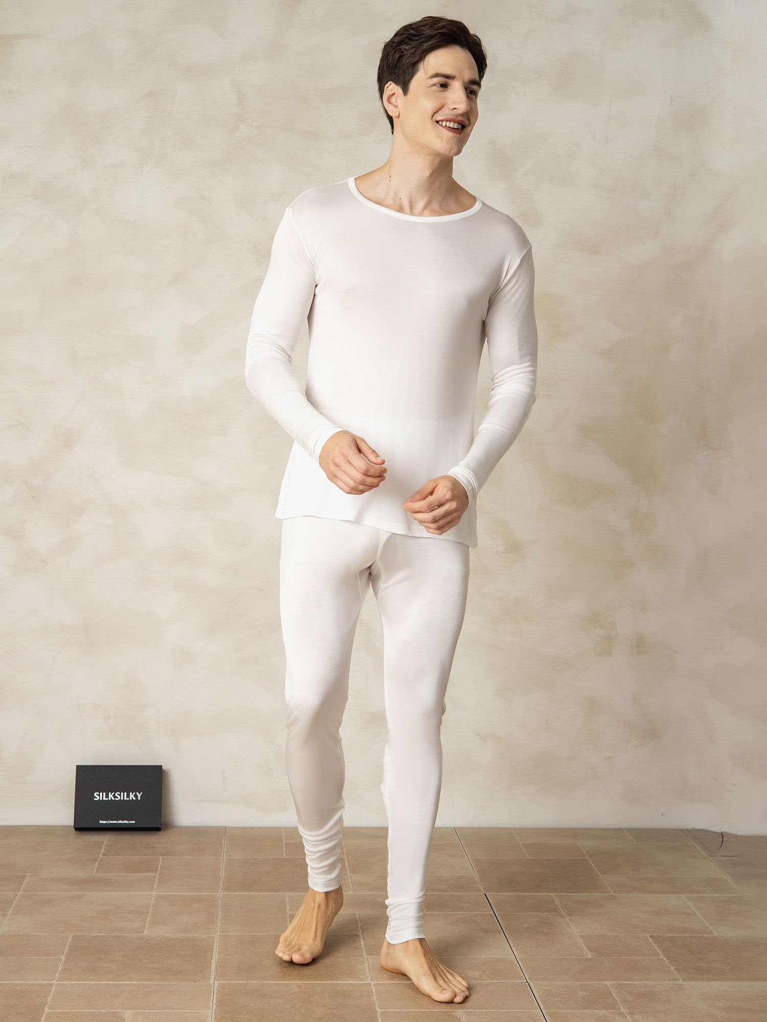 [Valkoinen] SilkSilky-FI Mens Pajamas 002