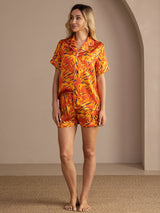 [Oranssi Kettu] SilkSilky-FI Short Sleeve Lapel Collar Naisten Pyjamat 006