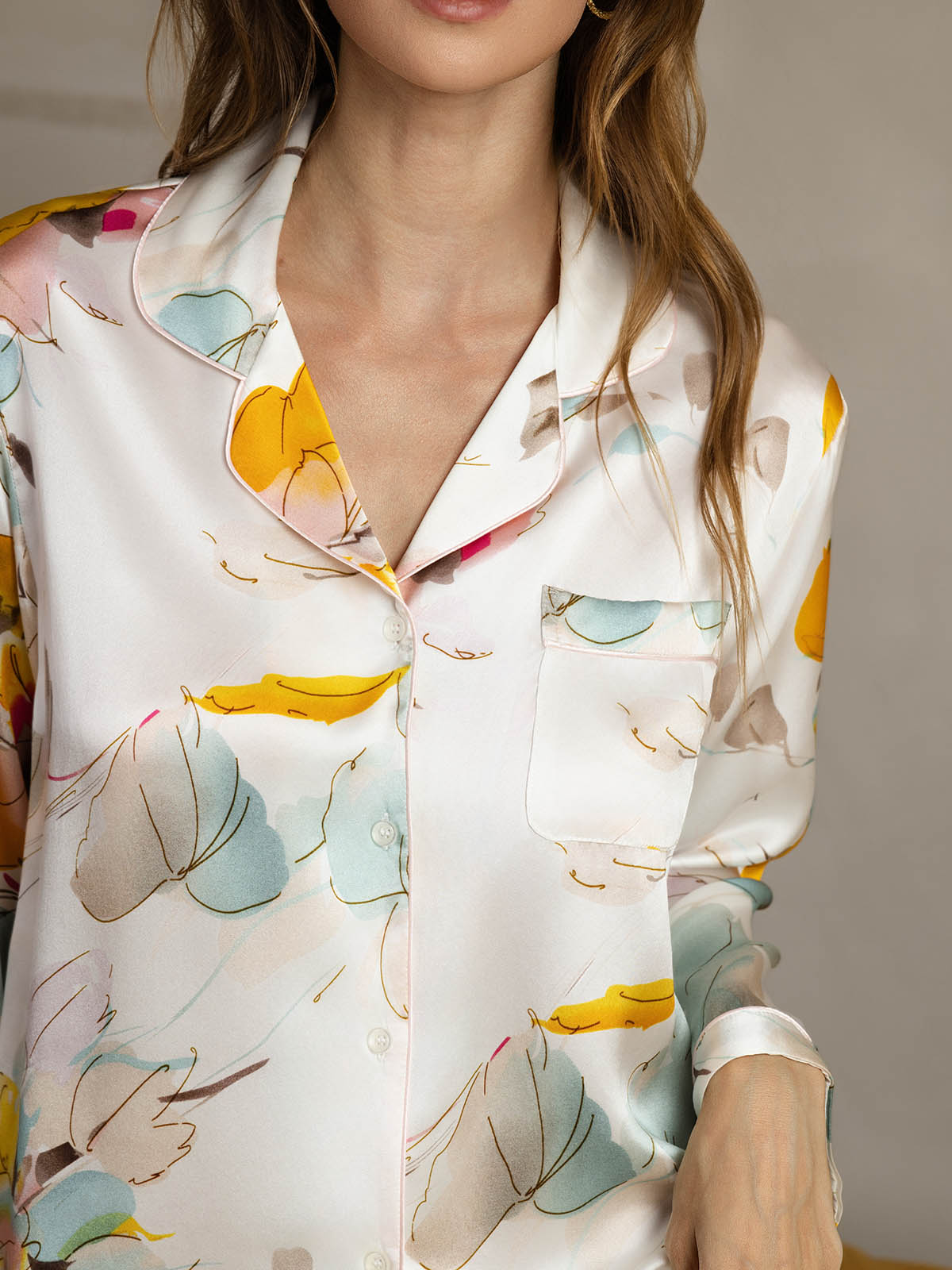 [Orkideaväri] SilkSilky-FI Womens Pajamas 005