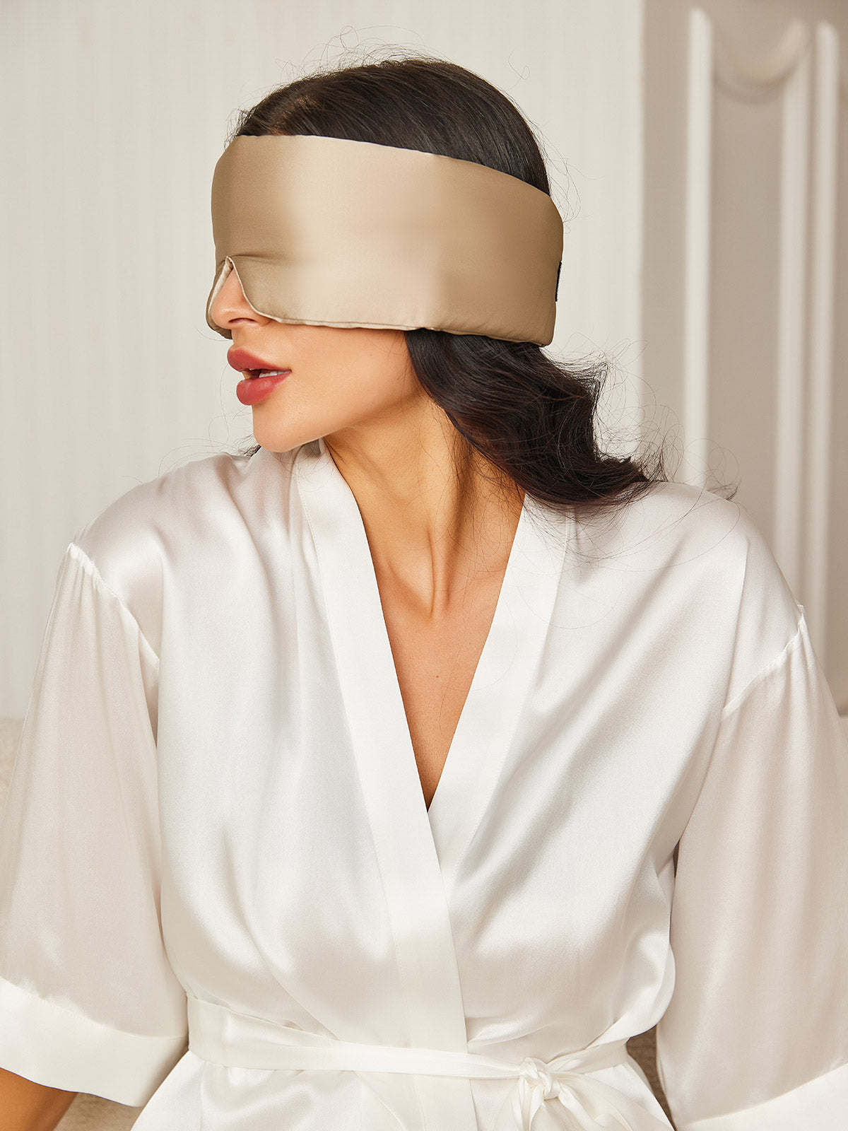 [Beige] SilkSilky-FI 19Momme Eye Mask 002