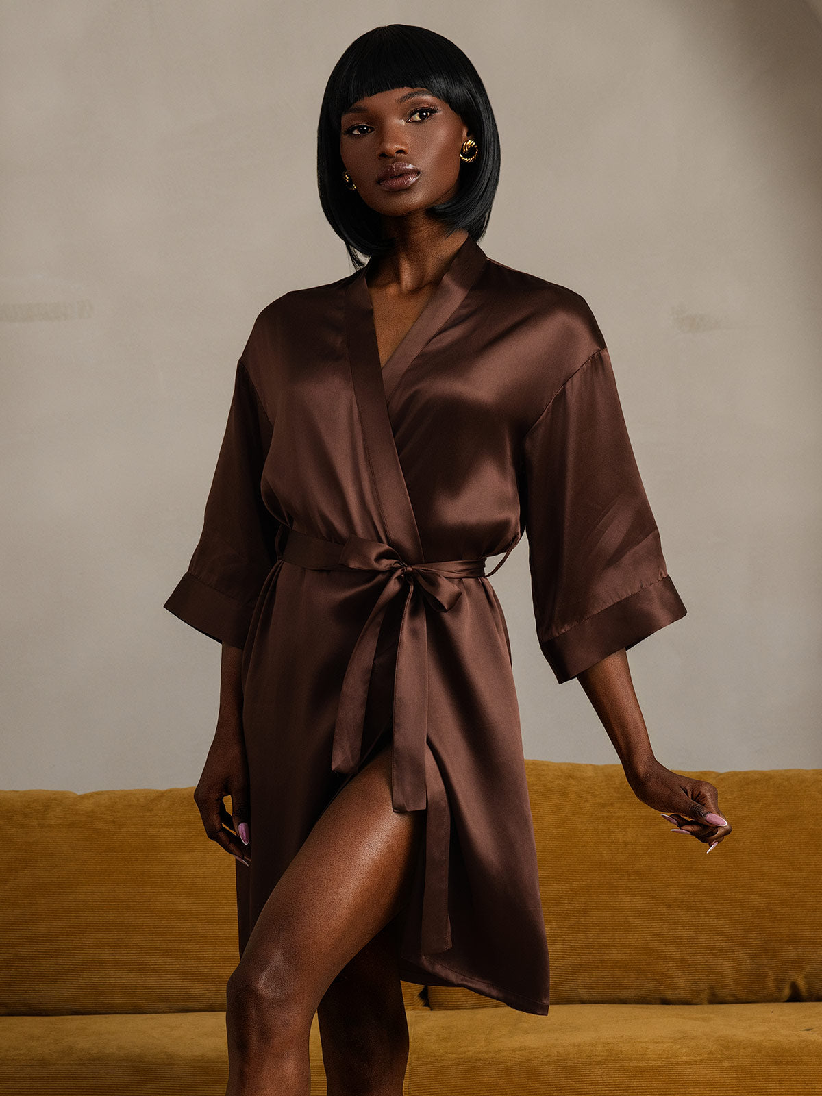 [Kahvi] SilkSilky-FI Womens Robe 006