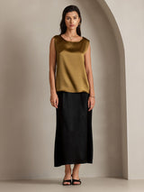 [Ruskea] SilkSilky-FI Sleeveless Round Neck Camisole Top 005