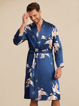 [Tummansininen] SilkSilky-FI 19Momme Mens Robe 002