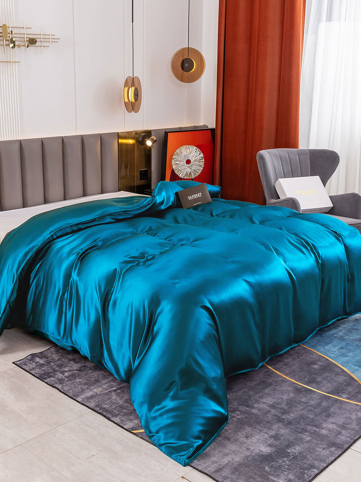 [Sinivihreä] SilkSilky-FI 19Momme Duvet Cover 001