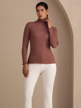 [Kamee Ruusu] SilkSilky-FI Long Sleeve Turtle Neck Naisten T-paita 003