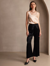 [Champagne] SilkSilky  19Momme Stretch Silk Charmeuse Sleeveless Scoop Neck Camisole Top 007