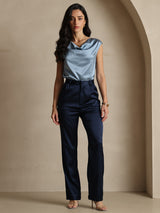 [Tummansininen] SilkSilky-FI 19Momme Silk Womens Pants 005
