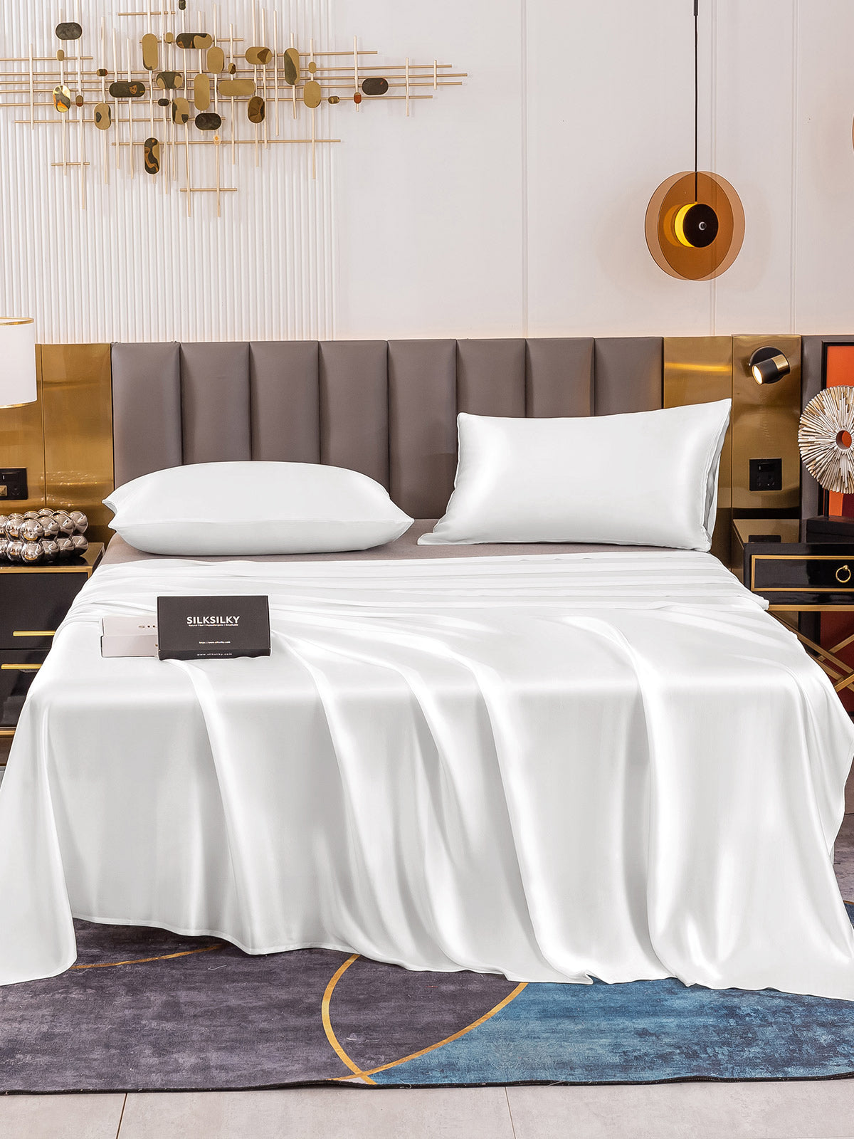 [Valkoinen] SilkSilky-FI 19Momme Vuodevaatteet Setti 002