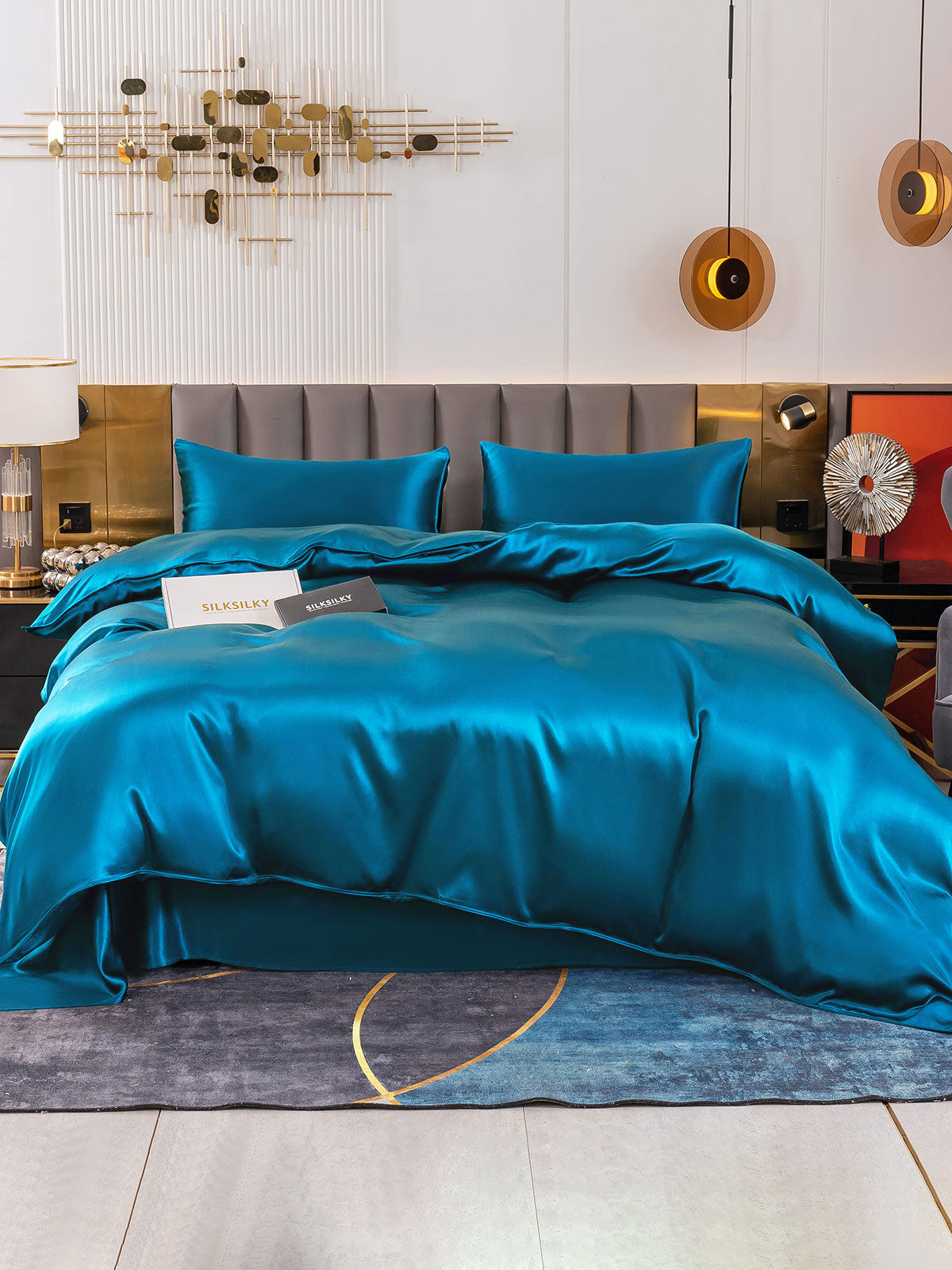 [Sinivihreä] SilkSilky-FI 19Momme Bedding Set 001