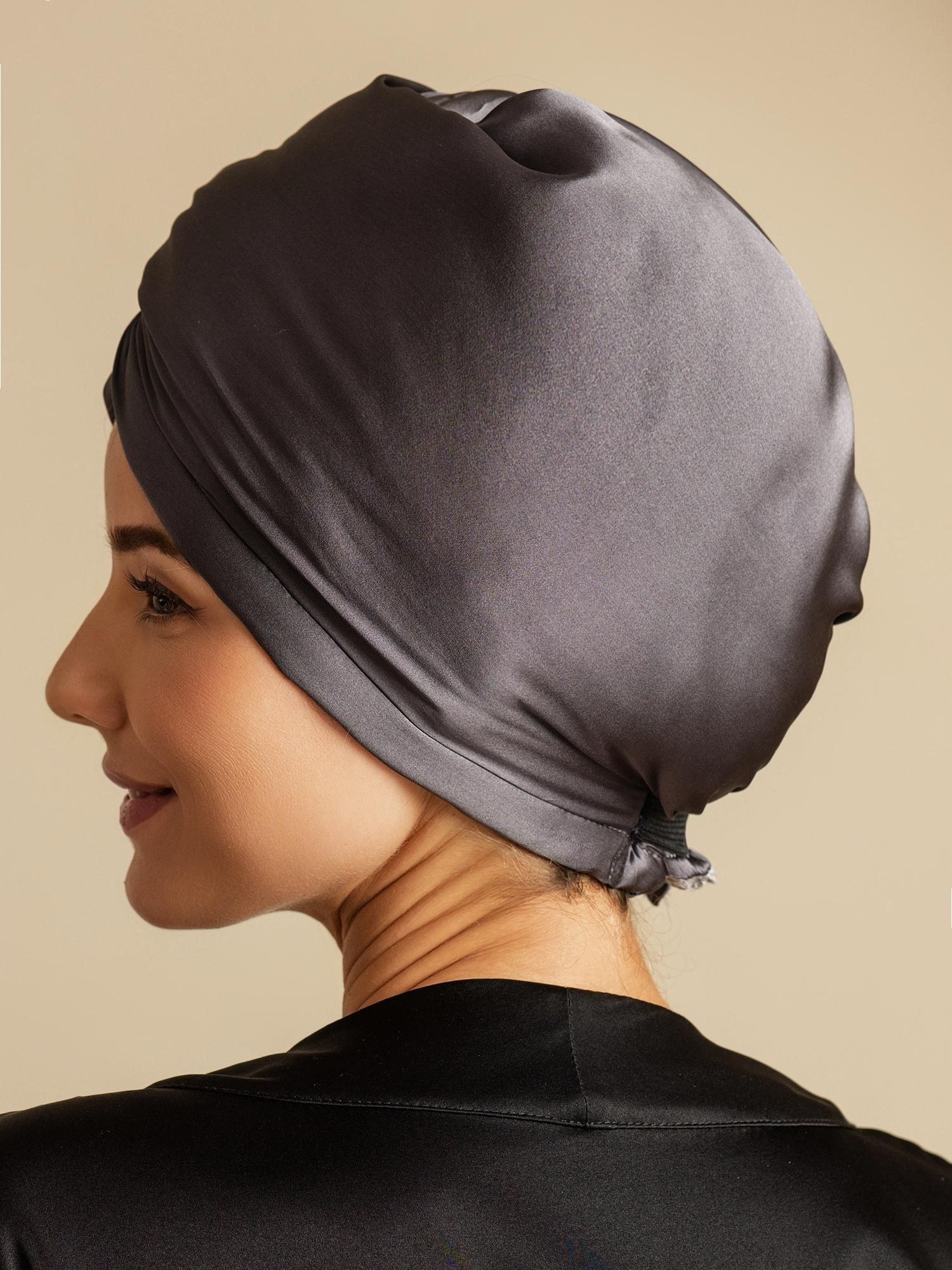 [Tumman Harmaa] SilkSilky-FI Hair Towel Wrap 002,